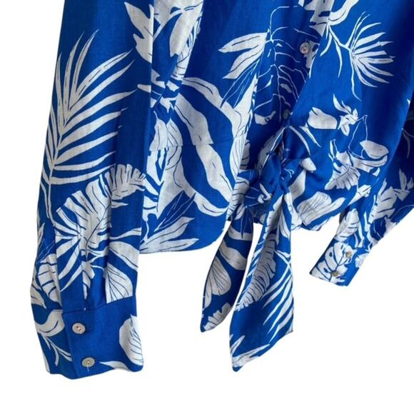 Panama Jack Royal Blue and White Hawaiian Button Up  Linen Shirt - Large - Picture 5 of 5